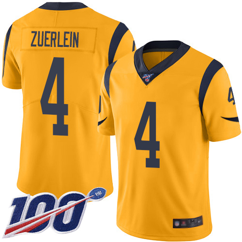 Los Angeles Rams Limited Gold Men Greg Zuerlein Jersey NFL Football #4 100th Season Rush Vapor Untouchable